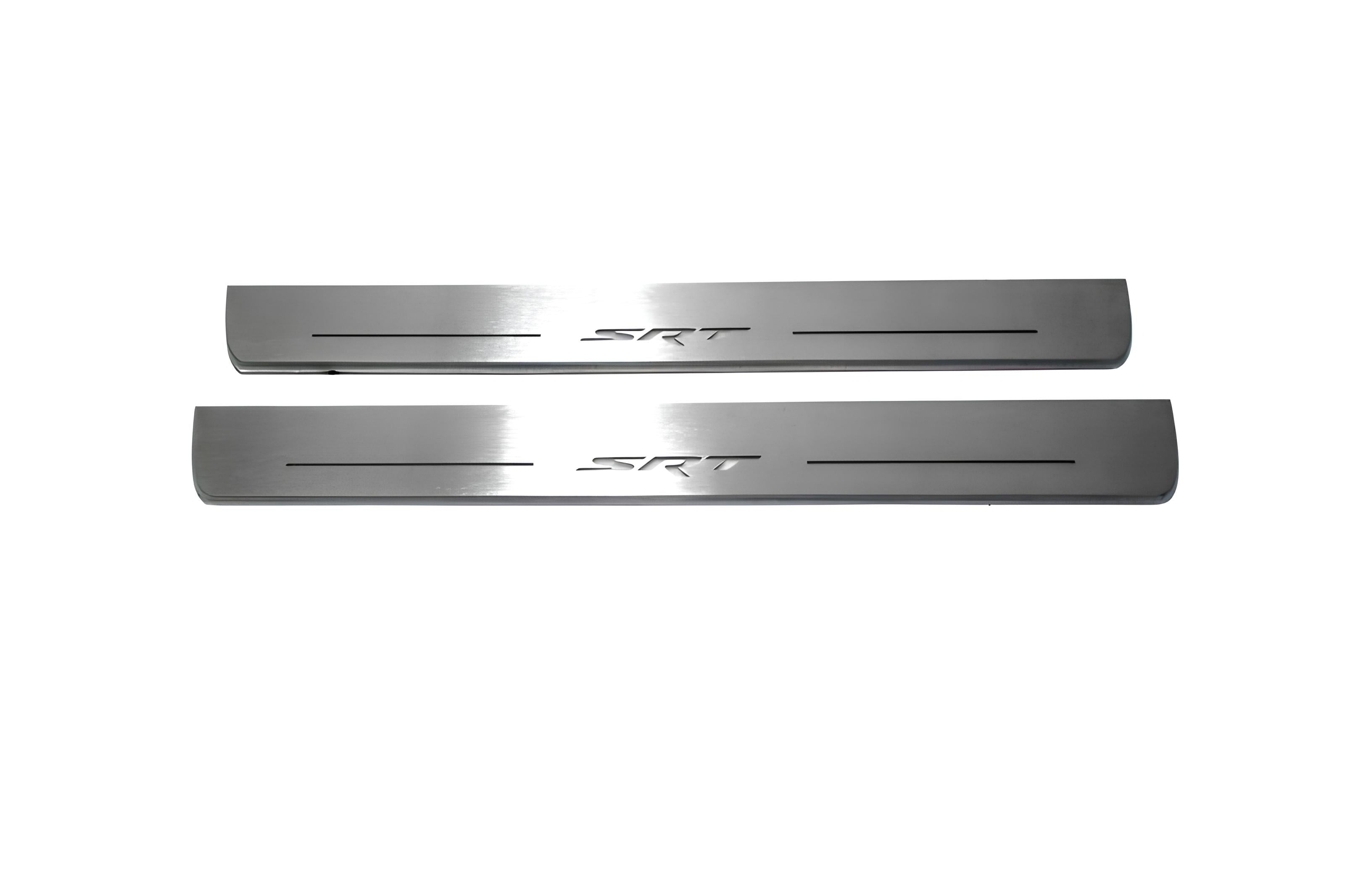 Illuminated LED Door Sill Tread Plates Jeep Grand Cherokee IV 2010-2021 With SRT Logo Jeep Led Door Sills opdesign