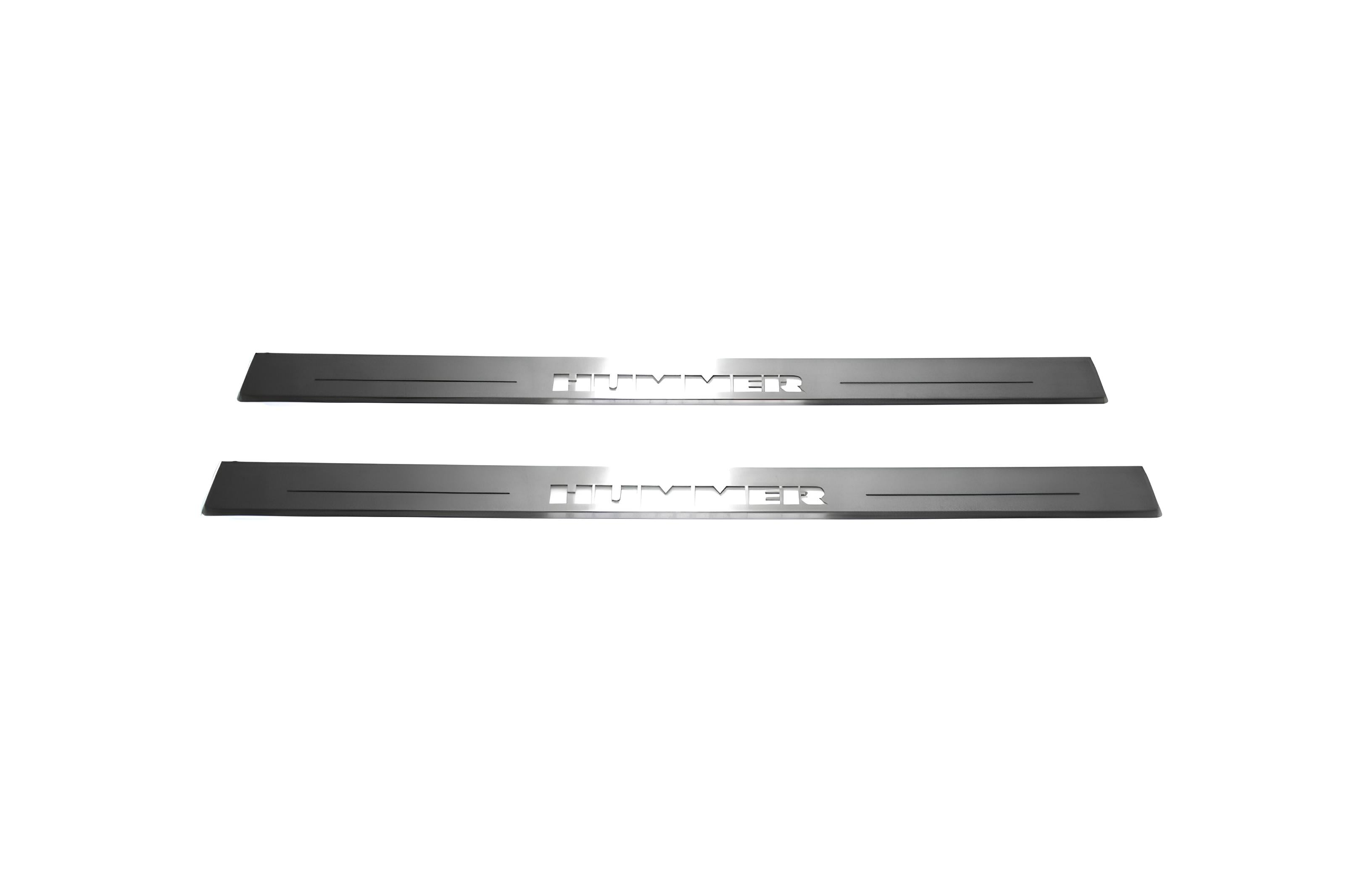 Illuminated LED Door Sill Tread Plates Hummer H2 2002-2009 With Hummer Logo Hummer Led Door Sills opdesign