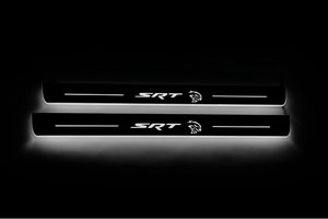 Illuminated LED Door Sill Tread Plates Chrysler 300C II 2011+ With SRT Logo Chrysler Led Door Sills opdesign