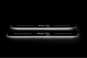 Illuminated LED Door Sill Tread Plates Chrysler 300C II 2011-2023 With SRT HELLCAT Logo Chrysler Led Door Sills decoinfabric