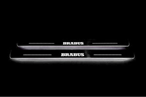 Mercedes CLS II (C218) 2010-2018 LED Door Sills Illuminated Scuff Brabus Logo Stainless Steel Entry Guards Door Sills Decoin