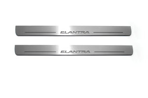 Illuminated LED Door Sill Tread Plates Hyundai Elantra V (MD) 2011-2016 With Elantra Logo Hyundai Led Door Sills opdesign