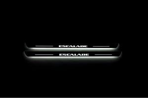 Illuminated LED Door Sill Tread Plates Cadillac Escalade IV 2014-2020 With Escalade Logo Cadillac Led Door Sills decoinfabric