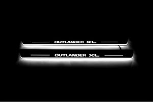 Illuminated LED Door Sill Tread Plates Mitsubishi Outlander II 2007-2012 With Outlander XL Logo Mitsubishi Led Door Sills opdesign