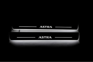 Illuminated LED Door Sill Tread Plates Opel Astra J 2009-2015 With Astra Logo Opel Led Door Sills opdesign