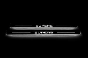 Skoda SuperB III 2015-2023 LED Door Sills Illuminated Scuff SuperB Logo Stainless Steel Entry Guards Door Sills Decoin