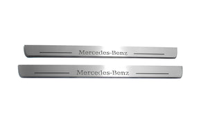 Illuminated LED Door Sill Tread Plates Mercedes GLS X166 2015-2019 With Mercedes-Benz Logo Mercedes Led Door Sills opdesign