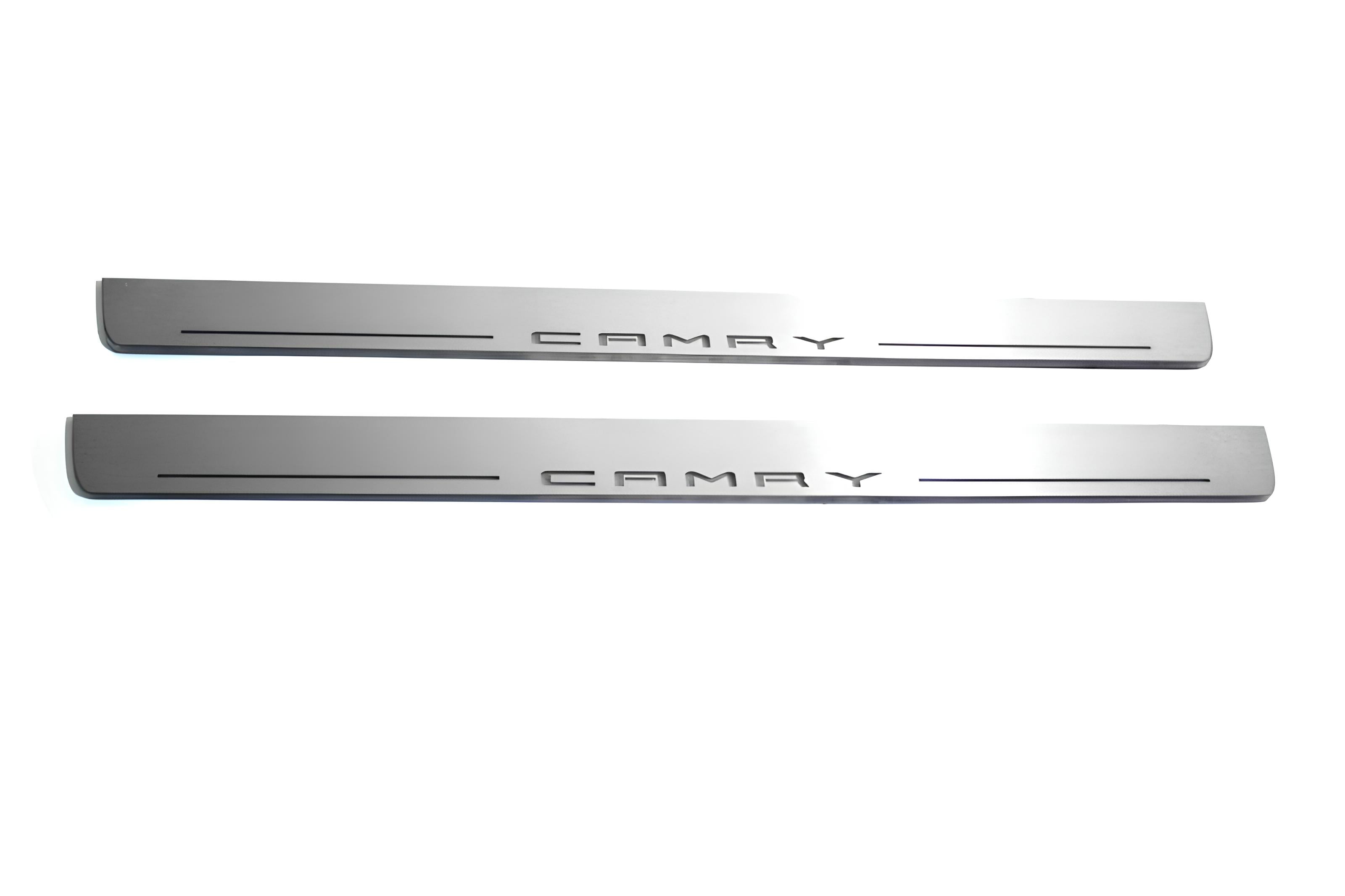 Illuminated LED Door Sill Tread Plates Toyota Camry V70 2018-2024 With Camry Logo Toyota Led Door Sills opdesign