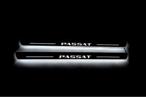 Volkswagen Passat B8 2015+ stainless steel LED door sill plates with Passat logo