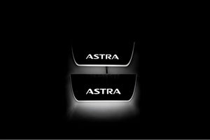 Illuminated LED Door Sill Tread Plates Opel Astra J 2009-2015 With Astra Logo Opel Led Door Sills opdesign