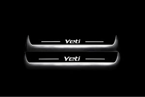 Illuminated LED Door Sill Tread Plates Skoda Yeti 2009-2017 With Yeti Logo Skoda Led Door Sills opdesign