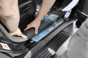 Illuminated LED Door Sill Tread Plates Honda Pilot II 2008-2015 With Pilot Logo Honda Led Door Sills opdesign