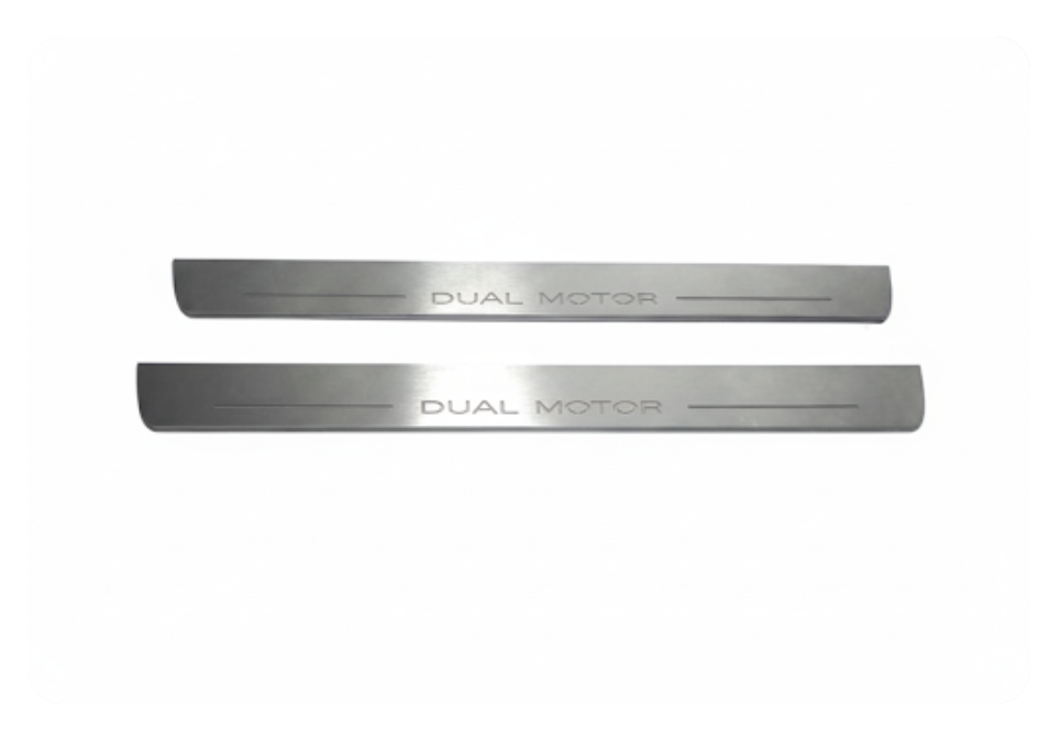 Illuminated LED Door Sill Tread Plates Tesla Model S 2012+ With Dual Motor Logo Tesla Led Door Sills decoinfabric