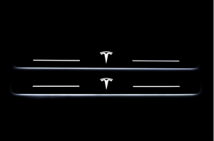 Illuminated LED Door Sill Tread Plates Tesla Model 3 2017+ With TESLA Logo Tesla Led Door Sills decoinfabric