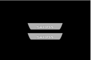 Illuminated LED Door Sill Tread Plates Skoda Octavia IV (A8) 2020+ With Skoda Logo Skoda Led Door Sills decoinfabric