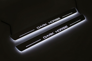 Illuminated LED Door Sills – Tread Plates Ford Mustang VII 2023+ With Dark Horse Logo LED Illuminated Ford Led Door Sills opdesign