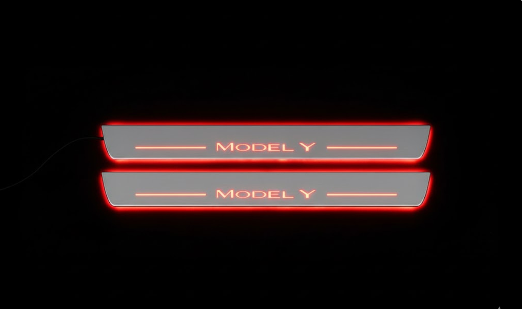 Illuminated LED Door Sill Tread Plates Tesla Model Y 2020+ With Model Y Logo Tesla Led Door Sills opdesign