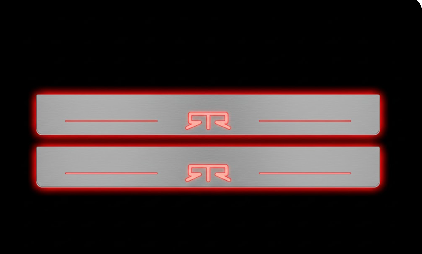 Illuminated LED Door Sills – Tread Plates Ford Mustang VII 2023+ With RTR Logo LED Illuminated Ford Led Door Sills opdesign