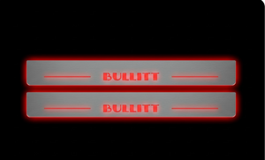 Illuminated LED Door Sills – Tread Plates Ford Mustang VII 2023+ With BULLITT Logo LED Illuminated Ford Led Door Sills opdesign