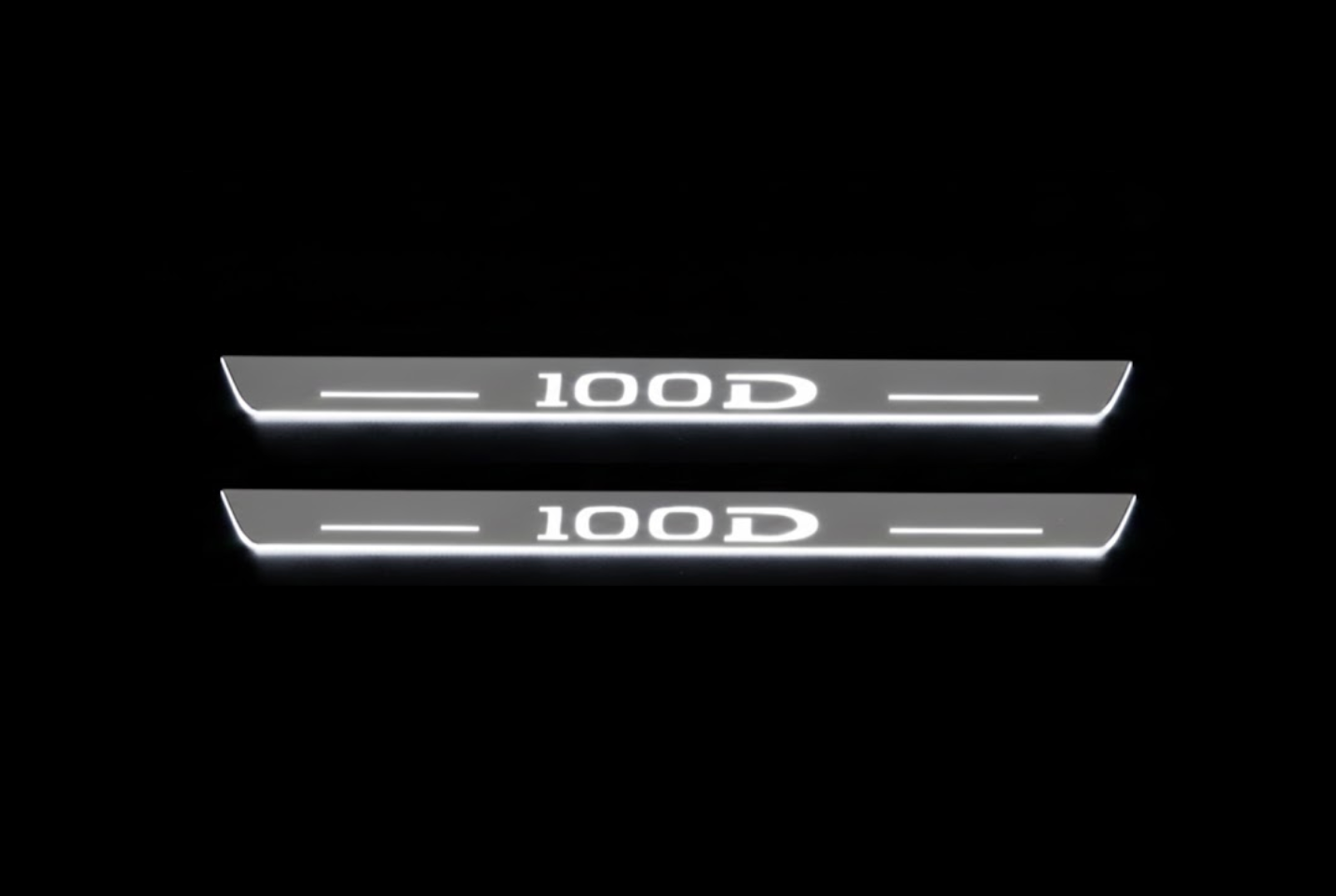 Illuminated LED Door Sill Tread Plates Tesla Model S 2012+ With 100D Logo Tesla Led Door Sills decoinfabric