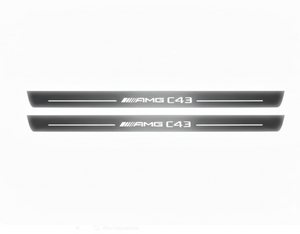 Illuminated LED Door Sills – Tread Plates Mercedes C W205 Coupe 2014-2021 With AMG С43 Logo LED Illuminated Mercedes Led Door Sills opdesign