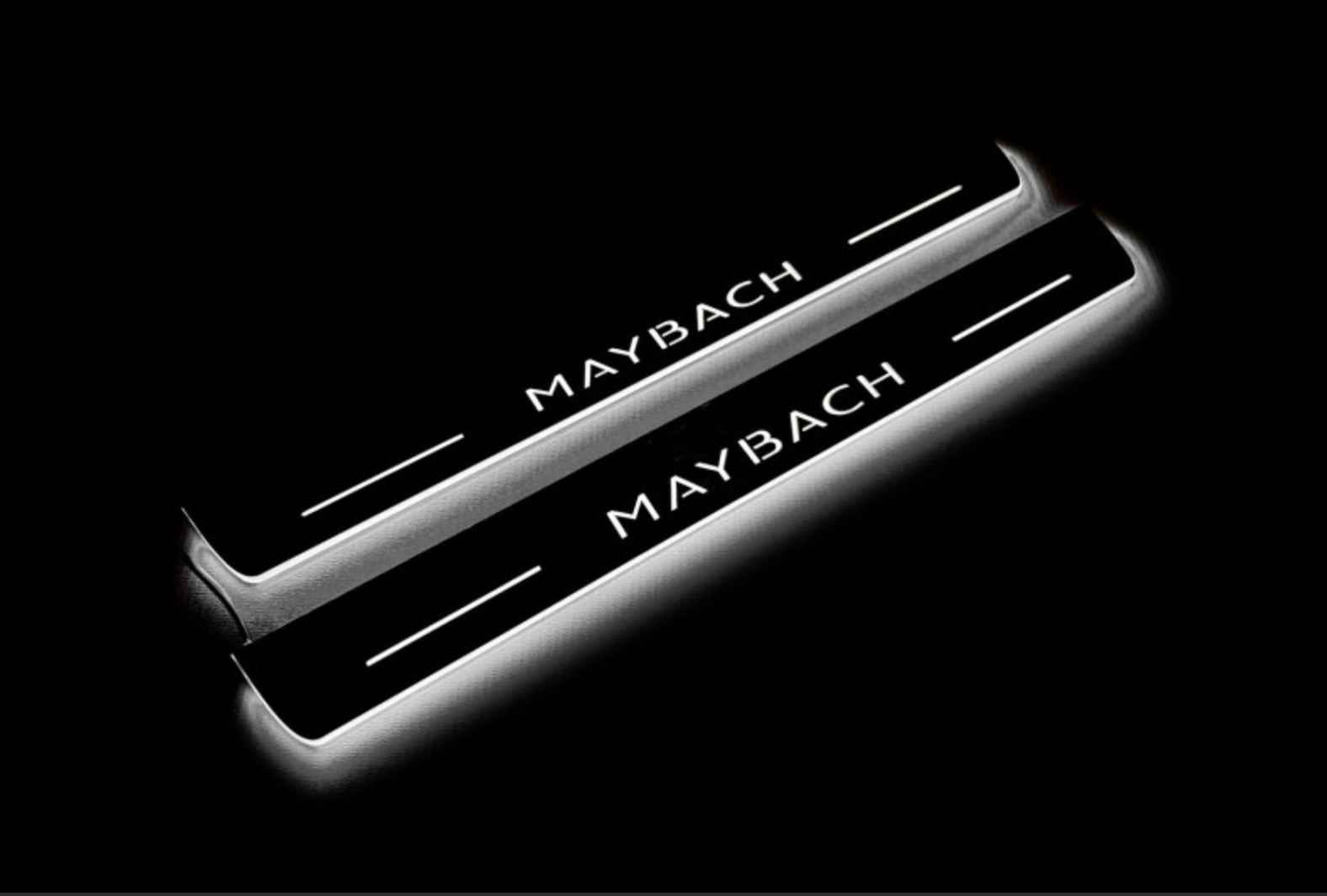 Illuminated LED Door Sill Tread Plates Mercedes GLS II 2019+ With Maybach Logo Mercedes Led Door Sills opdesign