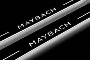 Illuminated LED Door Sill Tread Plates Mercedes GLS II 2019+ With Maybach Logo Mercedes Led Door Sills opdesign