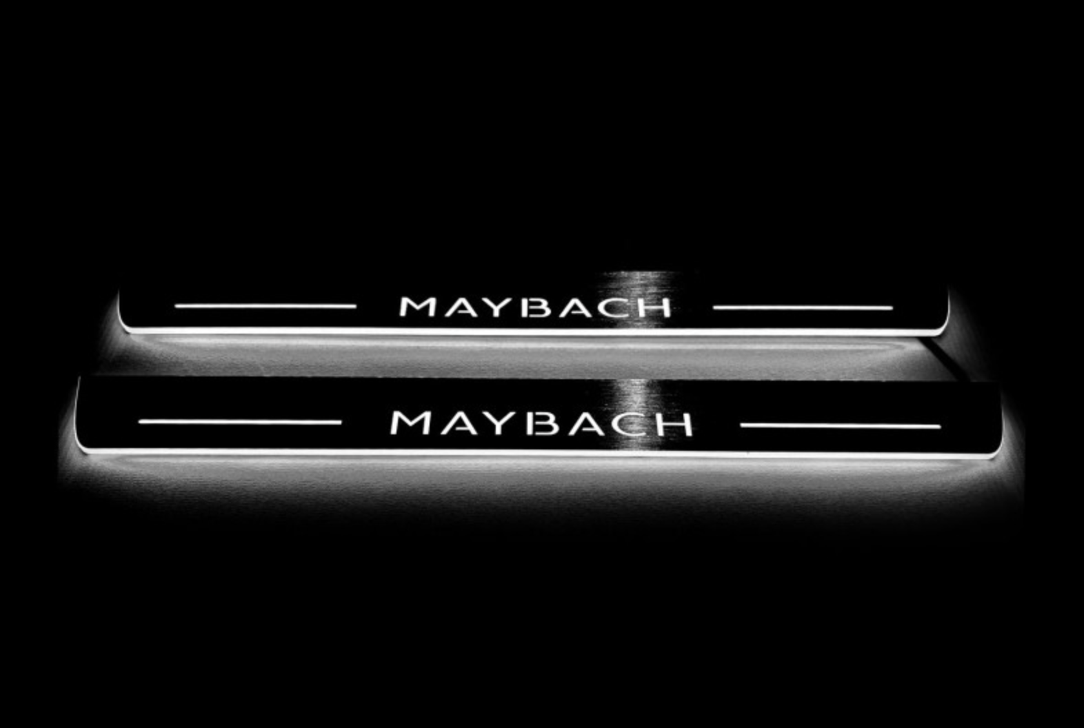 Illuminated LED Door Sills – Tread Plates Mercedes S-Class W222 2013-2020 With Maybach Logo LED Illuminated Mercedes Led Door Sills opdesign