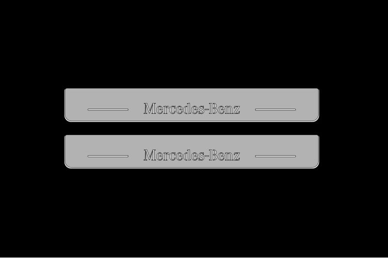 Illuminated LED Door Sill Tread Plates Mercedes C-Class W206 2021+ With Mercedes-Benz Logo Mercedes Led Door Sills opdesign