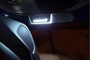 Illuminated LED Door Sill Tread Plates Mazda 3 III 2013-2019 With Mazda 3 Logo Mazda Led Door Sills opdesign