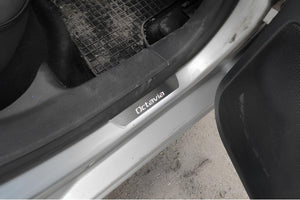 Illuminated LED Door Sill Tread Plates Skoda Octavia II (A5) 2004-2013 With Octavia Logo Skoda Led Door Sills opdesign