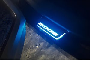 Illuminated LED Door Sill Tread Plates Ford Edge II 2015+ With ММММ Logo Ford Led Door Sills opdesign