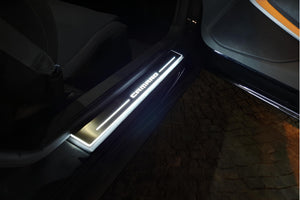 Illuminated LED Door Sill Tread Plates Chevrolet Camaro VI 2016-2024 With Camaro Logo Chevrolet Led Door Sills opdesign