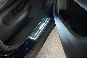 Illuminated LED Door Sill Tread Plates Acura MDX III 2013-2021 With Acura Logo Acura Led Door Sills opdesign