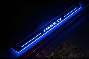Illuminated LED Door Sill Tread Plates Volkswagen Passat B7 USA 2011-2019 With Passat Logo (type 1) Volkswagen Led Door Sills opdesign