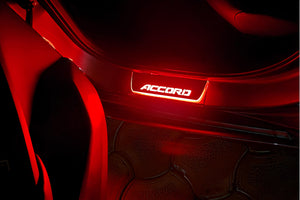 Illuminated LED Door Sill Tread Plates Honda Accord X 2018-2023 With Accord Logo Honda Led Door Sills opdesign