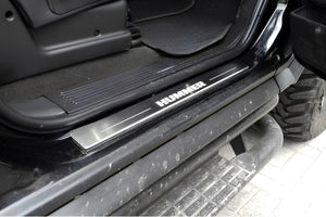 Illuminated LED Door Sill Tread Plates Hummer H2 2002-2009 With Hummer Logo Hummer Led Door Sills opdesign