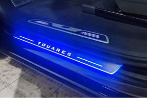Illuminated LED Door Sill Tread Plates Volkswagen Touareg III 2018+ With Touareg Logo Volkswagen Led Door Sills opdesign