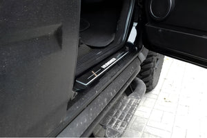 Illuminated LED Door Sill Tread Plates Hummer H2 2002-2009 With Hummer Logo Hummer Led Door Sills opdesign
