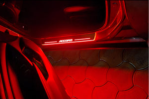 Illuminated LED Door Sill Tread Plates Honda Accord X 2018-2023 With Accord Logo Honda Led Door Sills opdesign