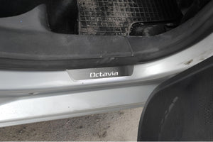 Illuminated LED Door Sill Tread Plates Skoda Octavia II (A5) 2004-2013 With Octavia Logo Skoda Led Door Sills opdesign