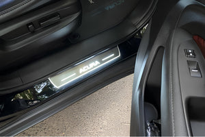 Illuminated LED Door Sill Tread Plates Acura MDX III 2013-2021 With Acura Logo Acura Led Door Sills opdesign