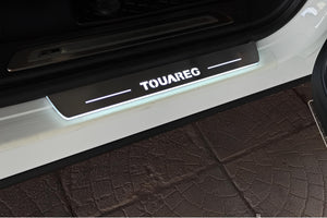 Illuminated LED Door Sill Tread Plates Volkswagen Touareg II 2010-2018 With Touareg Logo Volkswagen Led Door Sills opdesign