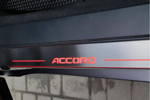 Illuminated LED Door Sill Tread Plates Honda Accord X 2018-2023 With Accord Logo Honda Led Door Sills opdesign