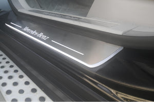 Illuminated LED Door Sill Tread Plates Mercedes GL X164 2006-2012 With Mercedes-Benz Logo Mercedes Led Door Sills opdesign