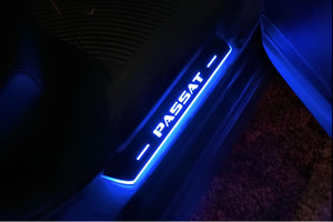 Illuminated LED Door Sill Tread Plates Volkswagen Passat B7 USA 2011-2019 With Passat Logo (type 1) Volkswagen Led Door Sills opdesign