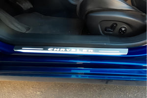 Illuminated LED Door Sill Tread Plates Chrysler 200 II 2015-2017 With Chrysler Logo Chrysler Led Door Sills opdesign