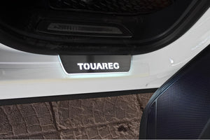 Illuminated LED Door Sill Tread Plates Volkswagen Touareg II 2010-2018 With Touareg Logo Volkswagen Led Door Sills opdesign