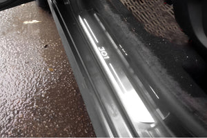 Illuminated LED Door Sill Tread Plates Peugeot 301 2012+ With 301 Logo Peugeot Led Door Sills opdesign