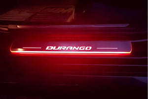 Illuminated LED Door Sill Tread Plates Dodge Durango III 2011+ With Durango Logo Dodge Led Door Sills opdesign